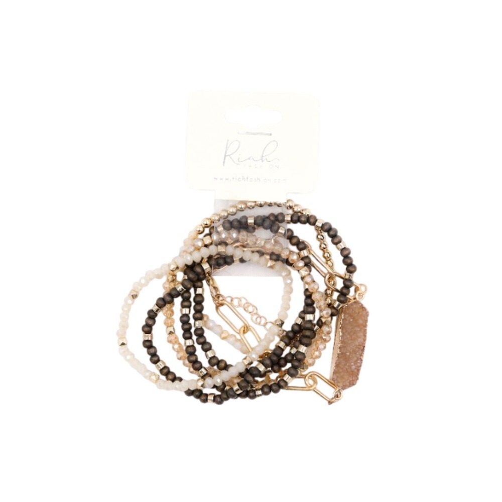 Riah - Beaded Stone‎ Charm Bracelet Set